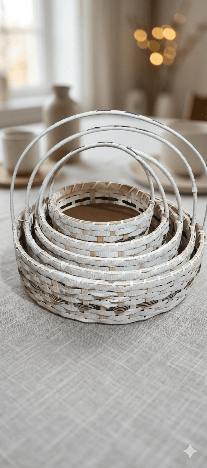 Cricle basket white view 2
