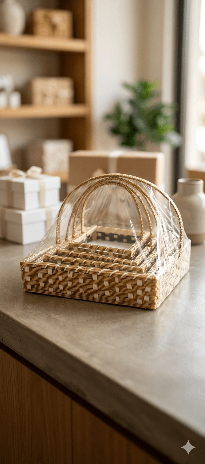 Square golden basket view 2