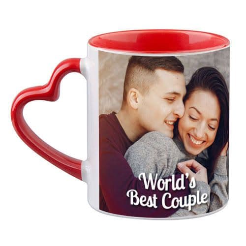 Color heart handle mug